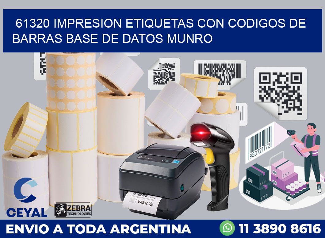 61320 IMPRESION ETIQUETAS CON CODIGOS DE BARRAS BASE DE DATOS MUNRO