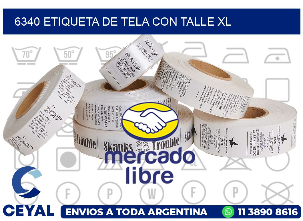 6340 ETIQUETA DE TELA CON TALLE XL