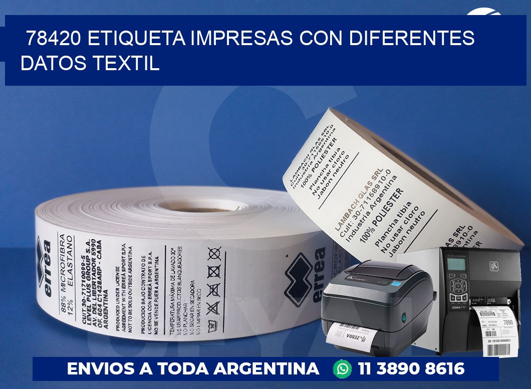 78420 ETIQUETA IMPRESAS CON DIFERENTES DATOS TEXTIL