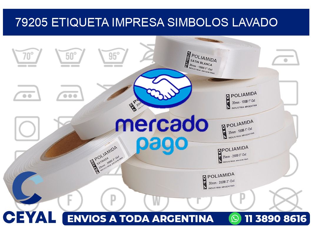 79205 ETIQUETA IMPRESA SIMBOLOS LAVADO