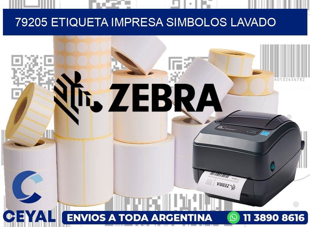 79205 ETIQUETA IMPRESA SIMBOLOS LAVADO