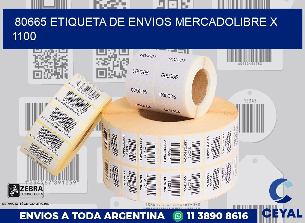 80665 etiqueta de envios mercadolibre x 1100