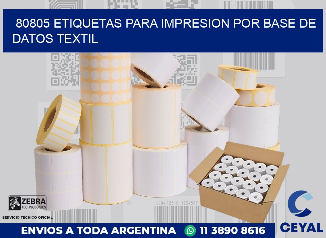 80805 ETIQUETAS PARA IMPRESION POR BASE DE DATOS TEXTIL