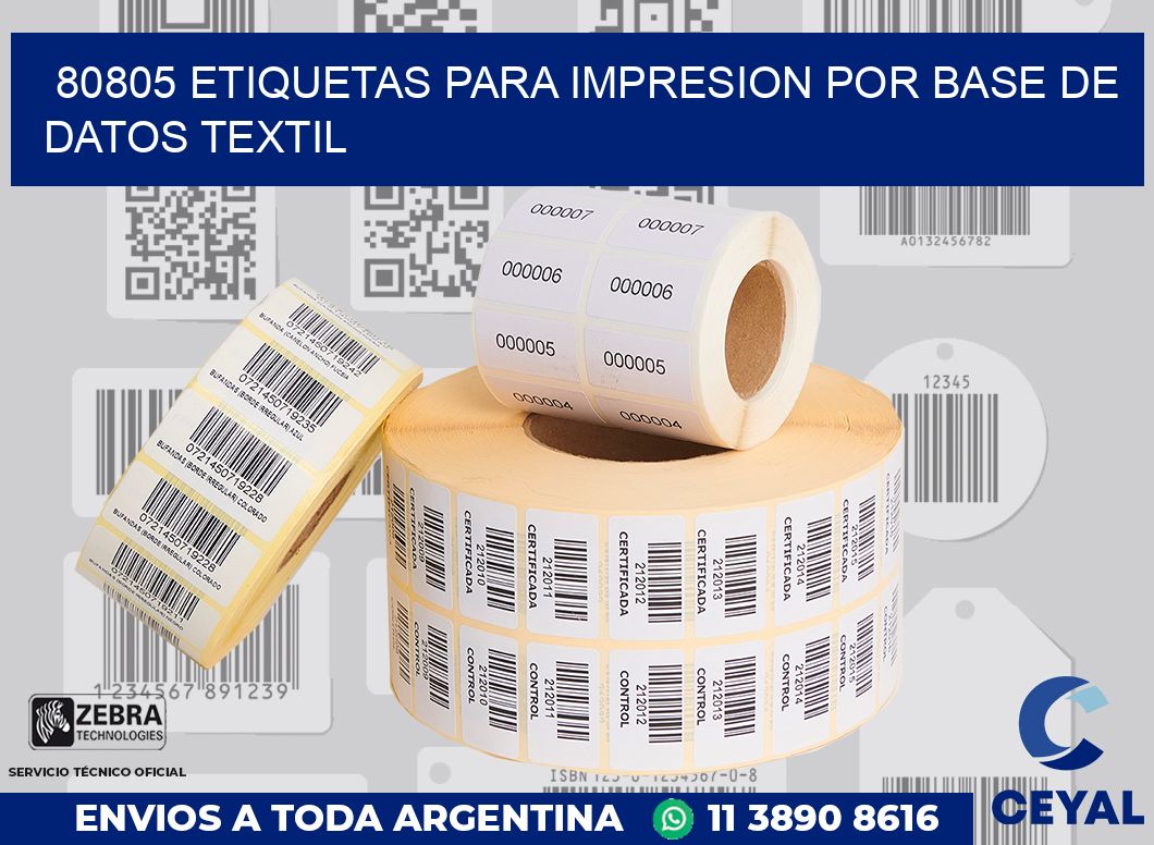 80805 ETIQUETAS PARA IMPRESION POR BASE DE DATOS TEXTIL