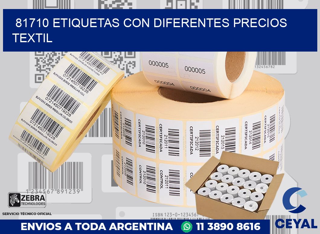 81710 ETIQUETAS CON DIFERENTES PRECIOS TEXTIL