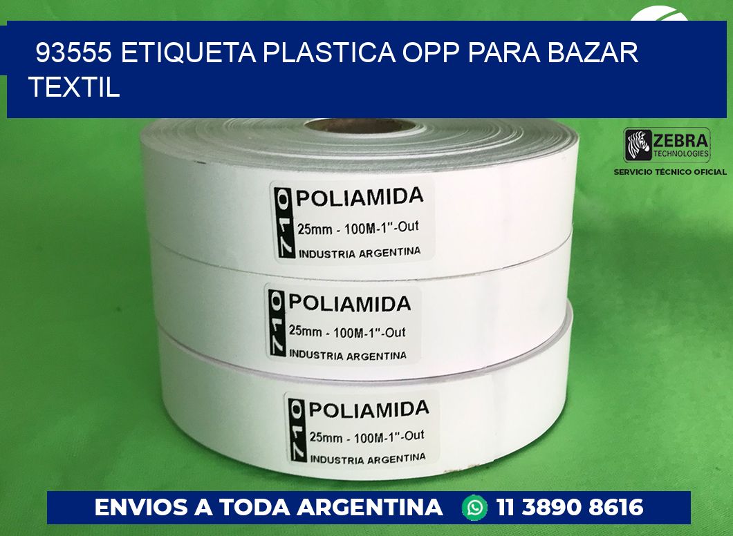 93555 ETIQUETA PLASTICA OPP PARA BAZAR TEXTIL