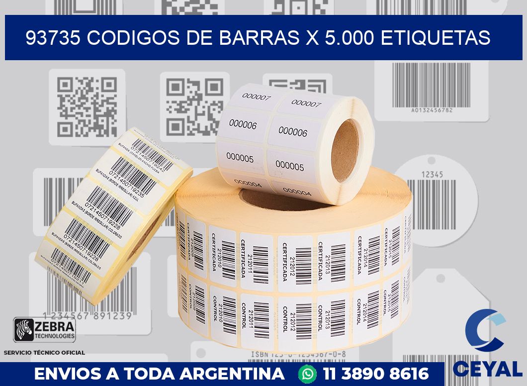 93735 codigos de barras x 5.000 etiquetas