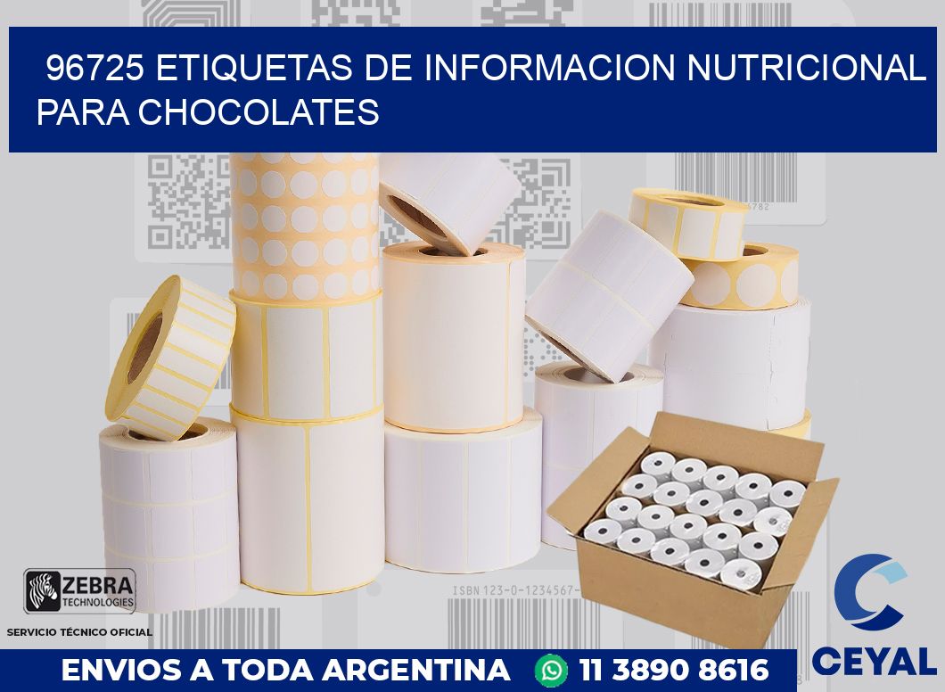 96725 ETIQUETAS DE INFORMACION NUTRICIONAL PARA CHOCOLATES
