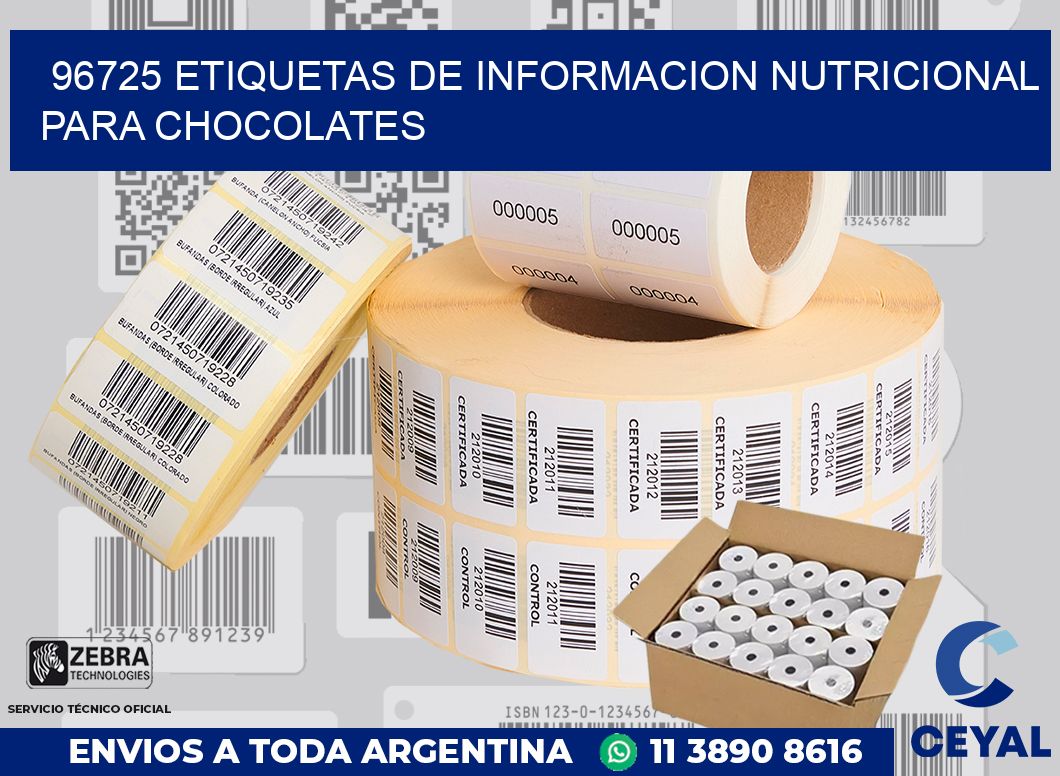 96725 ETIQUETAS DE INFORMACION NUTRICIONAL PARA CHOCOLATES