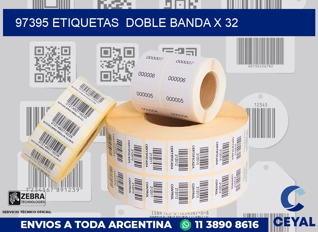 97395 etiquetas  doble banda x 32