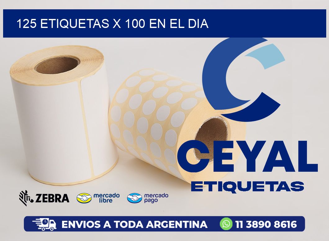 125 ETIQUETAS X 100 EN EL DIA