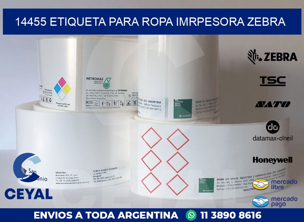 14455 ETIQUETA PARA ROPA IMRPESORA ZEBRA