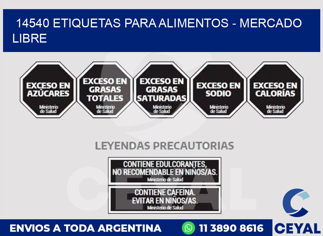 14540 ETIQUETAS PARA ALIMENTOS - MERCADO LIBRE