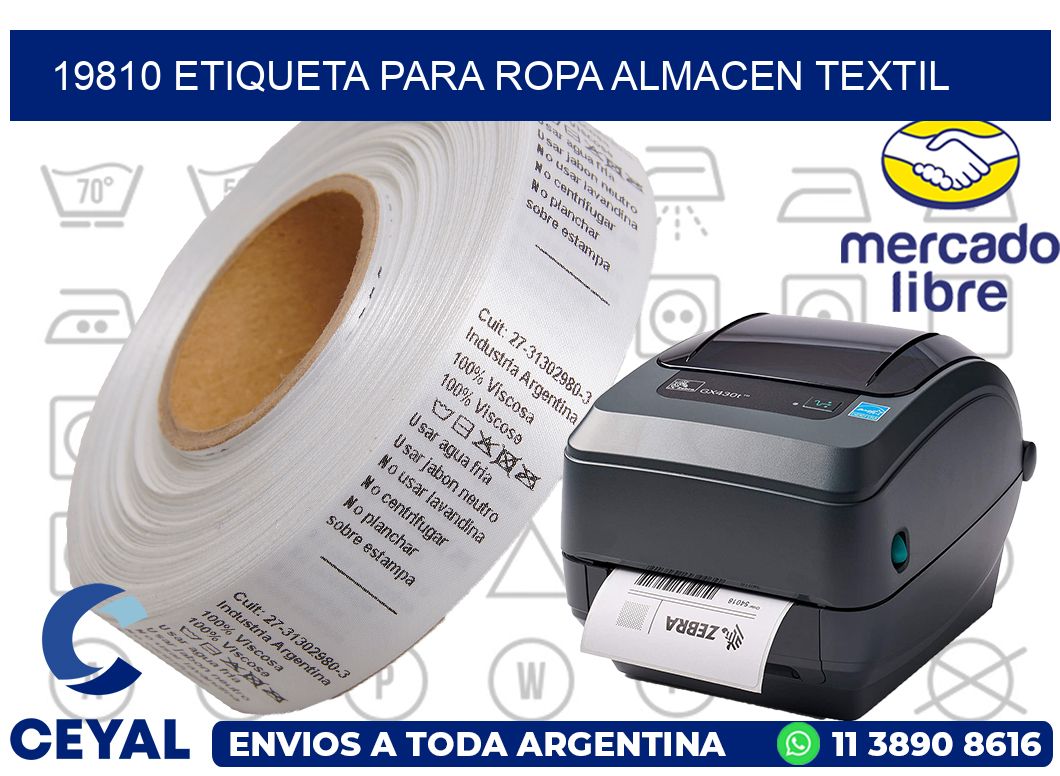 19810 ETIQUETA PARA ROPA ALMACEN TEXTIL