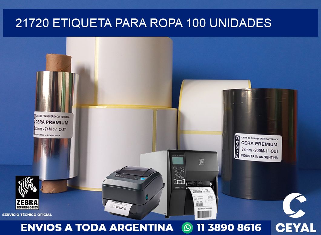 21720 ETIQUETA PARA ROPA 100 UNIDADES