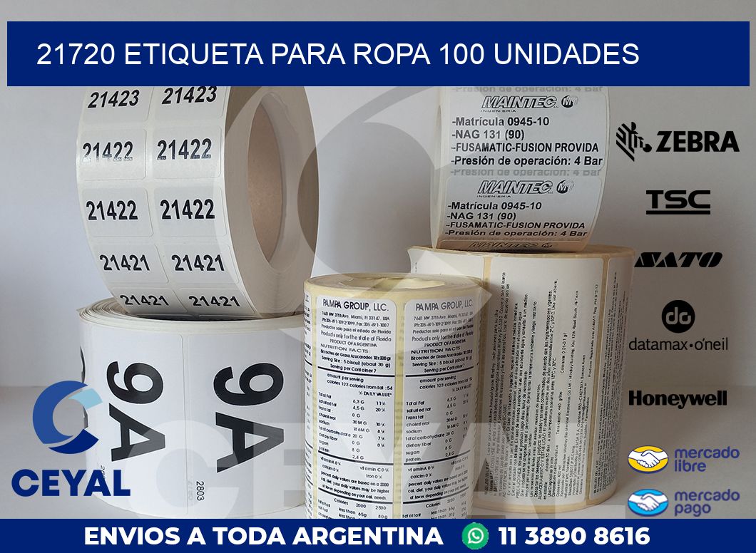 21720 ETIQUETA PARA ROPA 100 UNIDADES