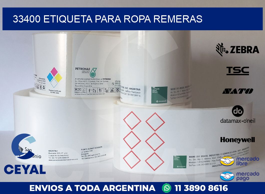 33400 ETIQUETA PARA ROPA REMERAS