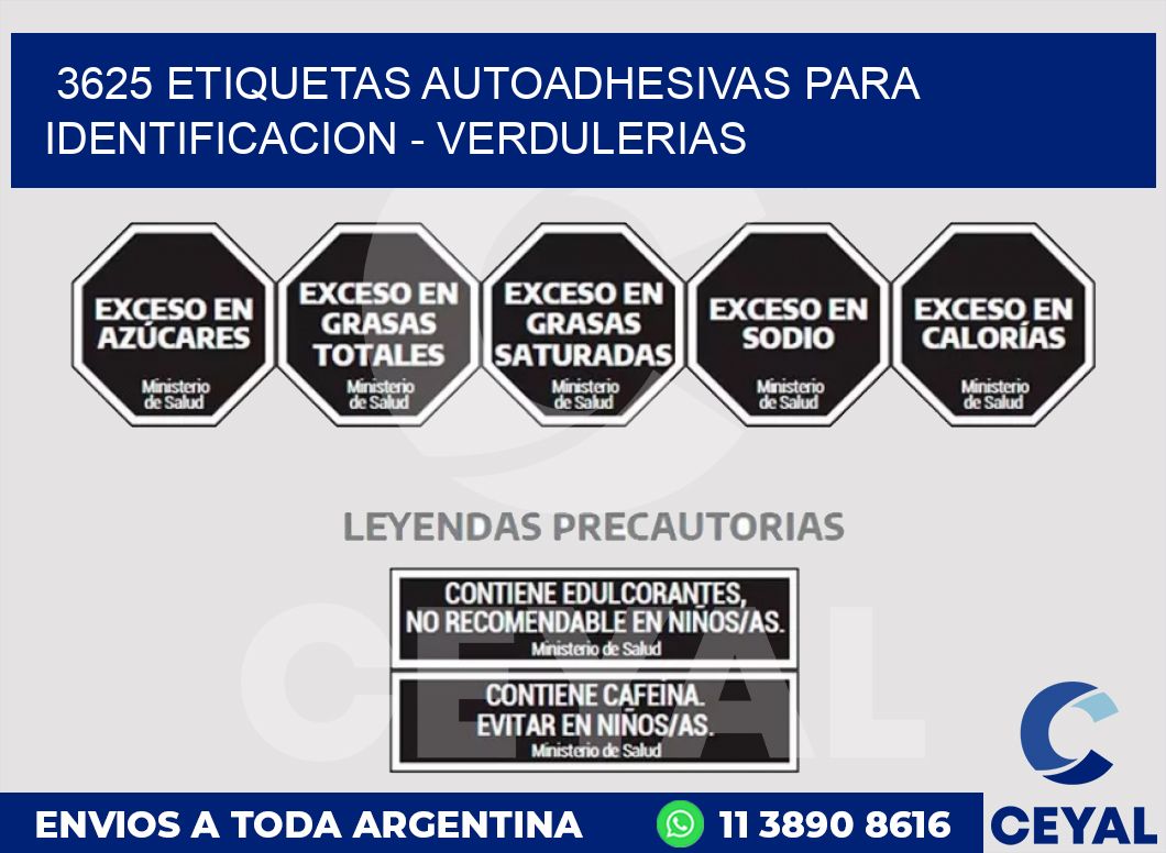 3625 ETIQUETAS AUTOADHESIVAS PARA IDENTIFICACION - VERDULERIAS