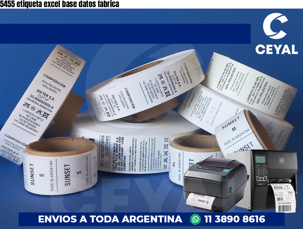 5455 etiqueta excel base datos fabrica