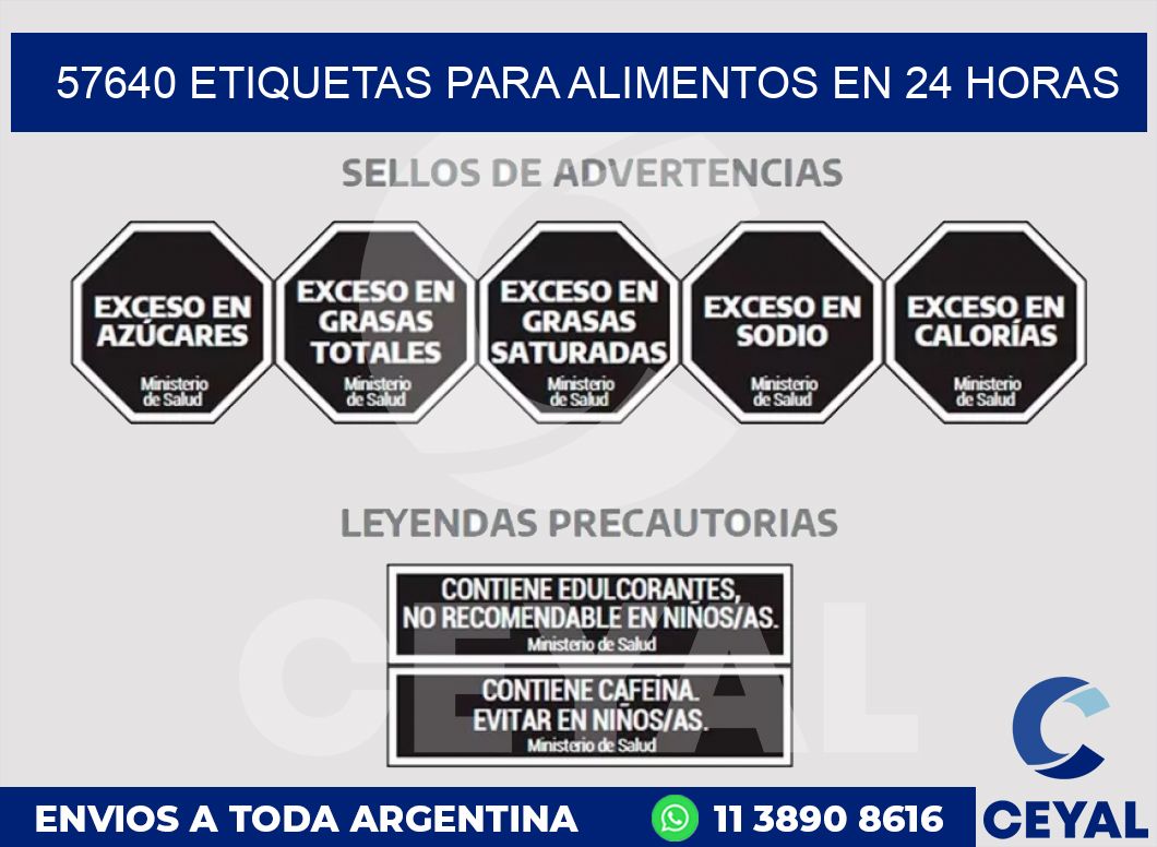 57640 ETIQUETAS PARA ALIMENTOS EN 24 HORAS