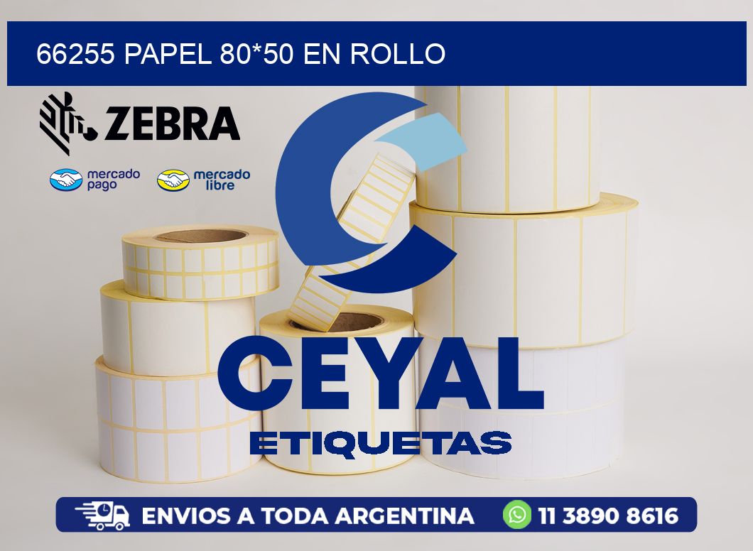 66255 PAPEL 80*50 EN ROLLO