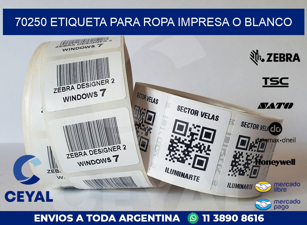 70250 ETIQUETA PARA ROPA IMPRESA O BLANCO