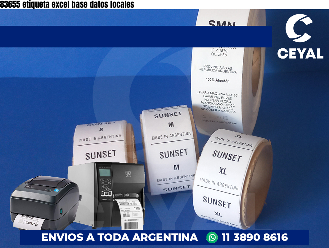 83655 etiqueta excel base datos locales