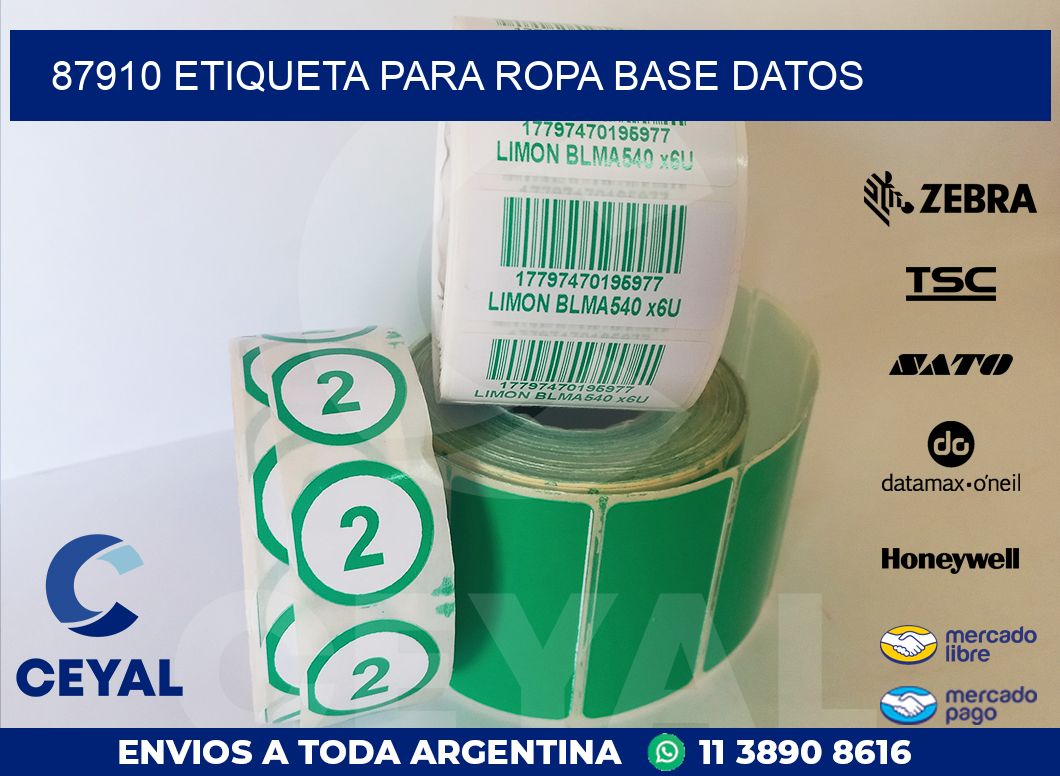 87910 ETIQUETA PARA ROPA BASE DATOS