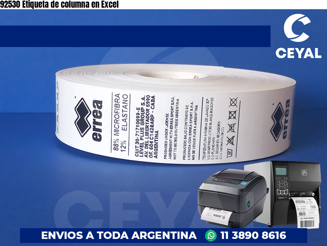 92530 Etiqueta de columna en Excel