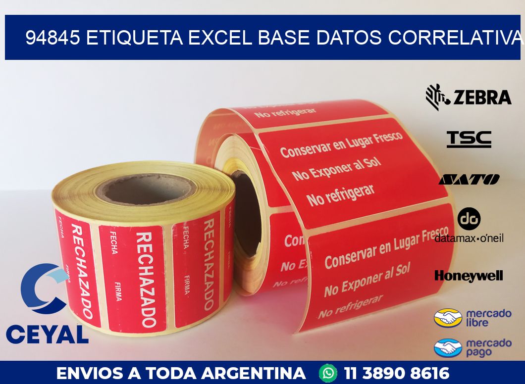 94845 etiqueta excel base datos correlativa