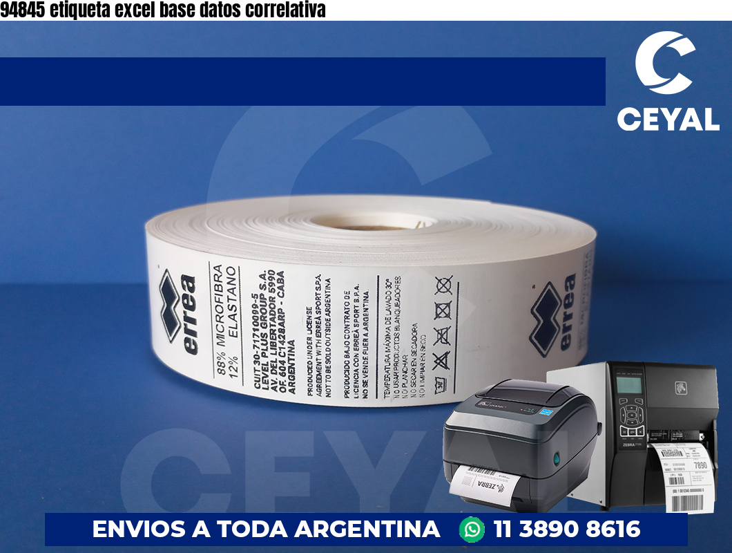94845 etiqueta excel base datos correlativa