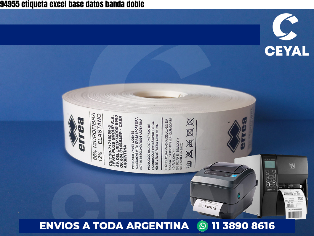 94955 etiqueta excel base datos banda doble