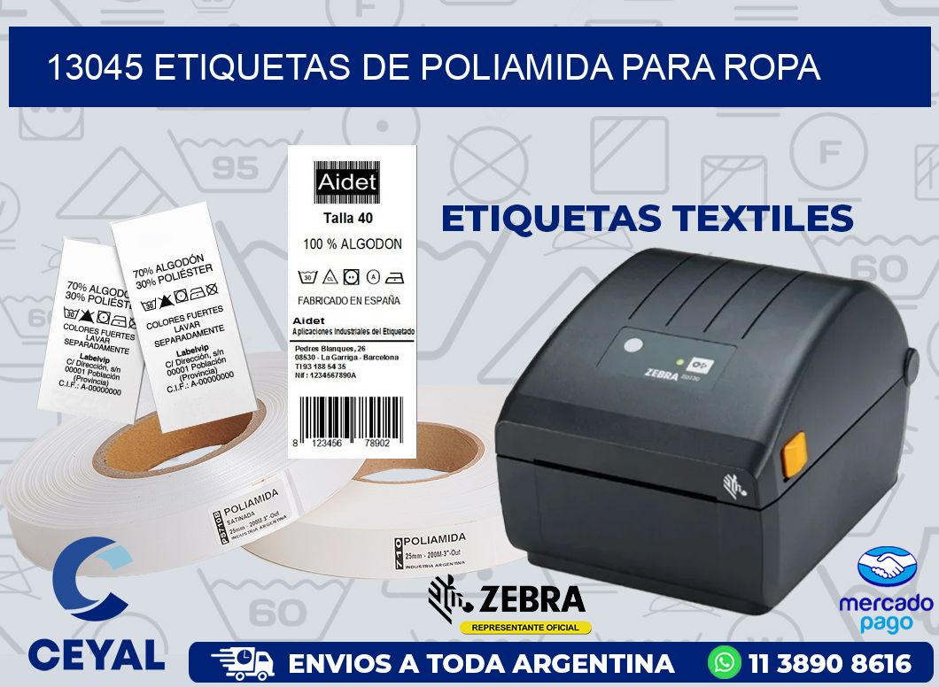 13045 ETIQUETAS DE POLIAMIDA PARA ROPA