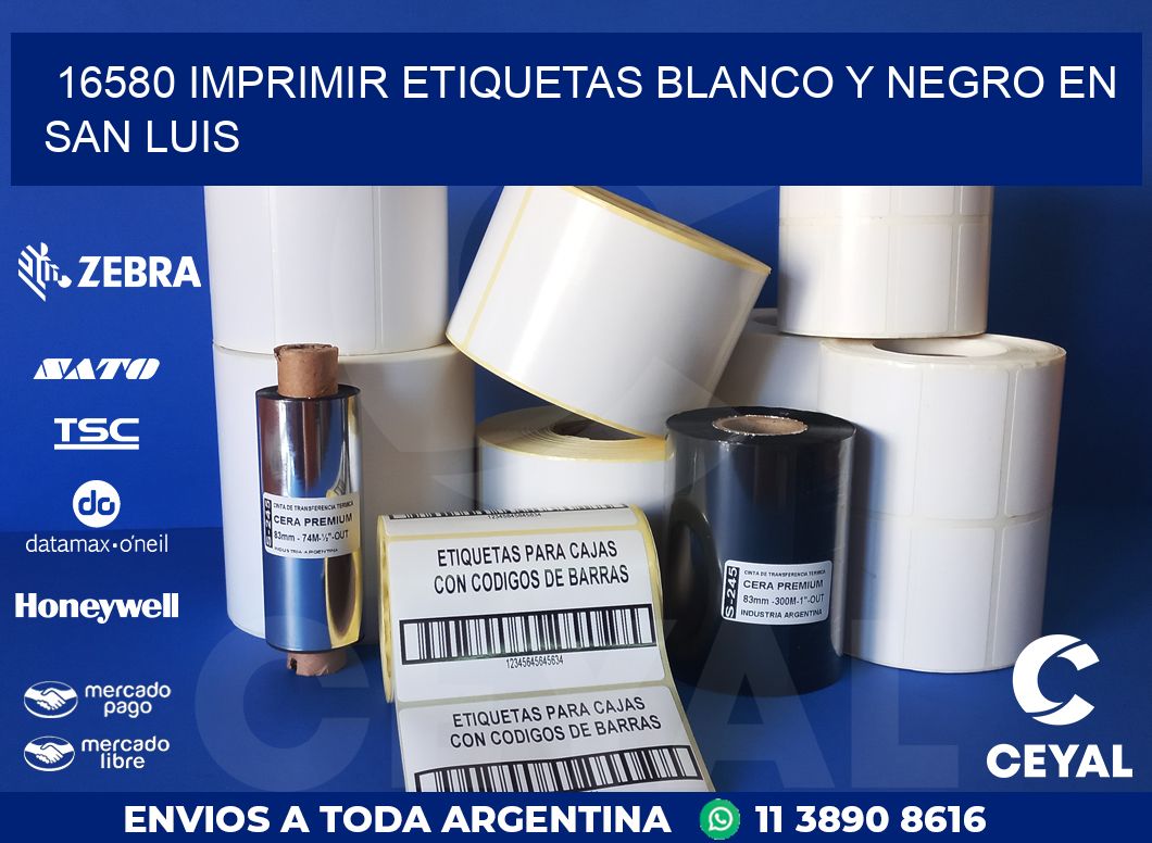 16580 IMPRIMIR ETIQUETAS BLANCO Y NEGRO EN SAN LUIS