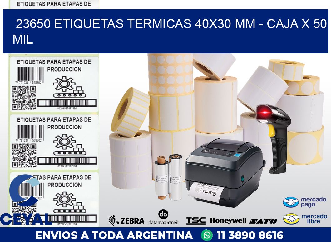 23650 ETIQUETAS TERMICAS 40X30 MM – CAJA X 50 MIL
