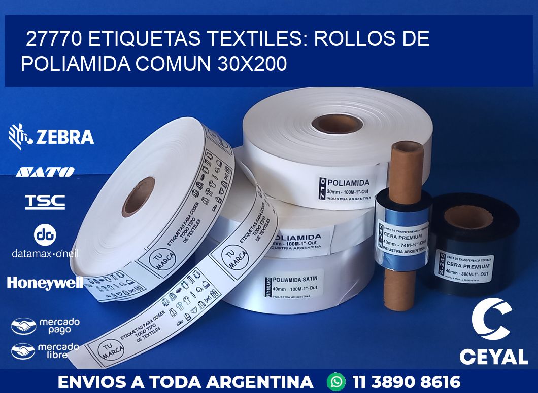 27770 ETIQUETAS TEXTILES: ROLLOS DE POLIAMIDA COMUN 30X200