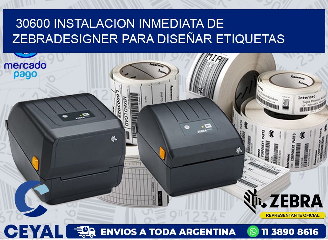 30600 INSTALACION INMEDIATA DE ZEBRADESIGNER PARA DISEÑAR ETIQUETAS
