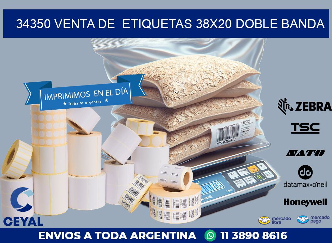 34350 VENTA DE  ETIQUETAS 38X20 DOBLE BANDA