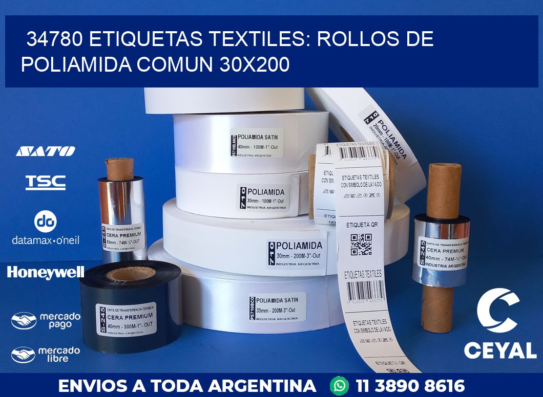 34780 ETIQUETAS TEXTILES: ROLLOS DE POLIAMIDA COMUN 30X200
