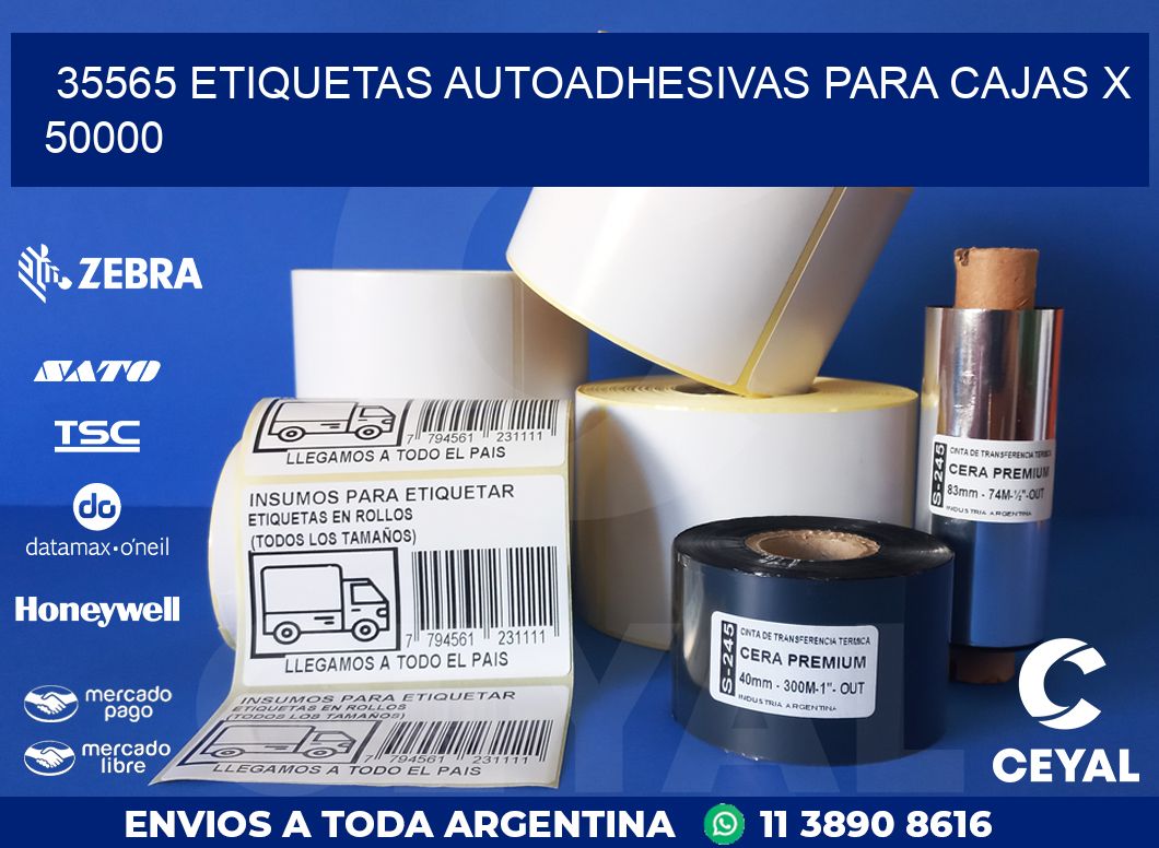 35565 ETIQUETAS AUTOADHESIVAS PARA CAJAS X 50000