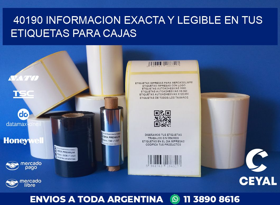 40190 INFORMACION EXACTA Y LEGIBLE EN TUS ETIQUETAS PARA CAJAS