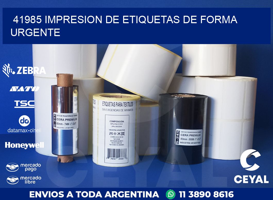 41985 IMPRESION DE ETIQUETAS DE FORMA URGENTE