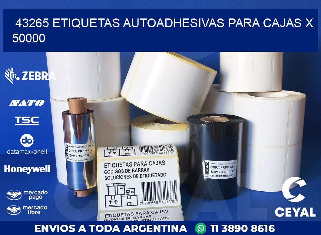 43265 ETIQUETAS AUTOADHESIVAS PARA CAJAS X 50000