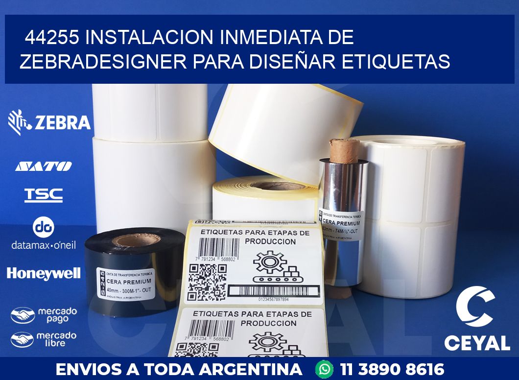 44255 INSTALACION INMEDIATA DE ZEBRADESIGNER PARA DISEÑAR ETIQUETAS