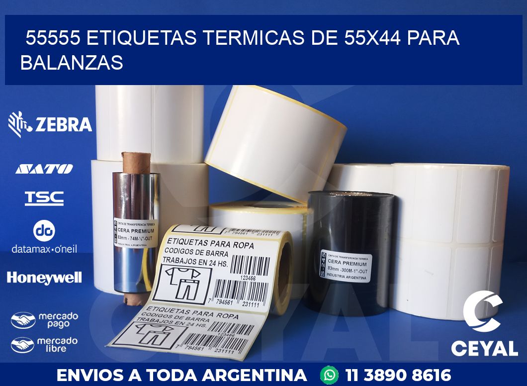 55555 ETIQUETAS TERMICAS DE 55X44 PARA BALANZAS