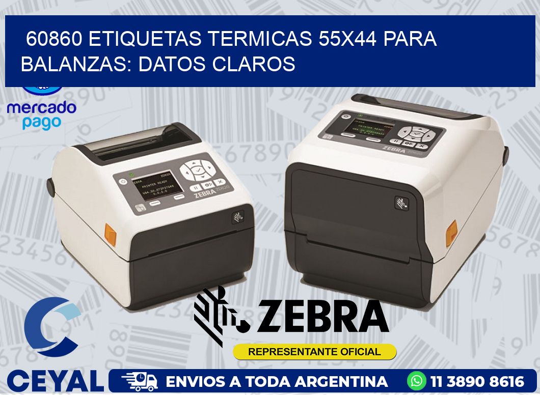 60860 ETIQUETAS TERMICAS 55X44 PARA BALANZAS: DATOS CLAROS