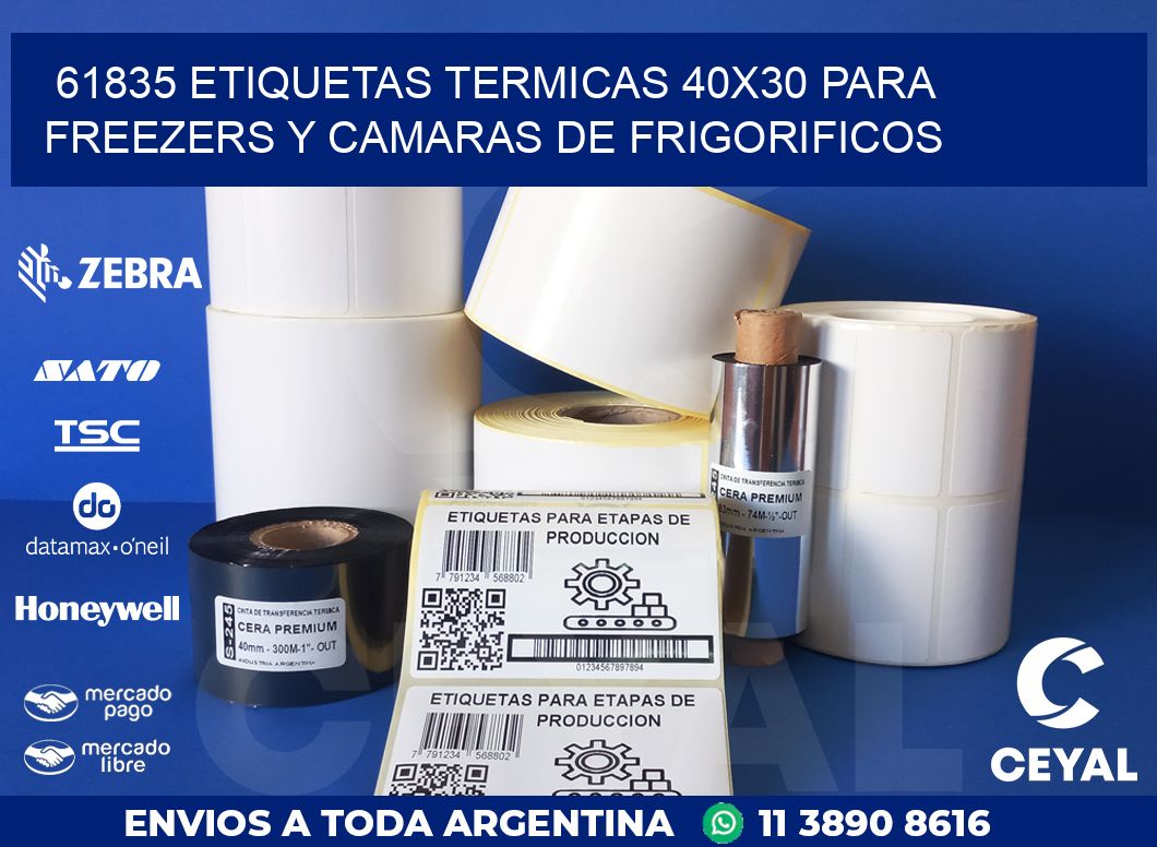 61835 ETIQUETAS TERMICAS 40X30 PARA FREEZERS Y CAMARAS DE FRIGORIFICOS
