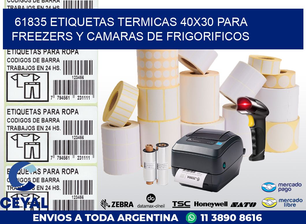 61835 ETIQUETAS TERMICAS 40X30 PARA FREEZERS Y CAMARAS DE FRIGORIFICOS