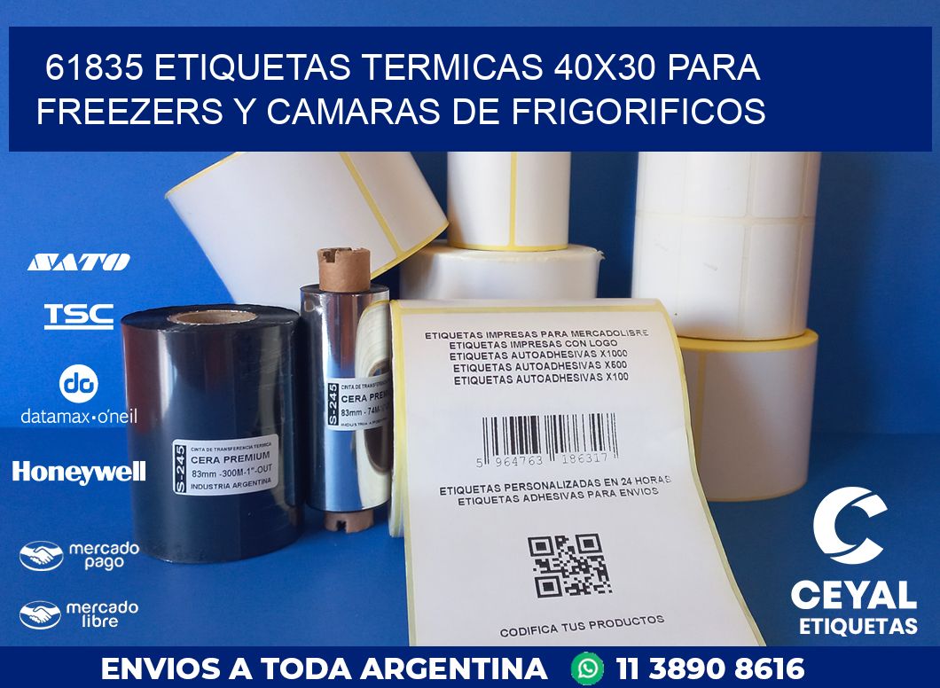 61835 ETIQUETAS TERMICAS 40X30 PARA FREEZERS Y CAMARAS DE FRIGORIFICOS