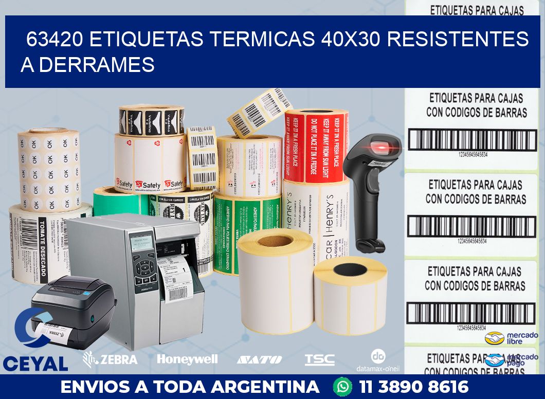 63420 ETIQUETAS TERMICAS 40X30 RESISTENTES A DERRAMES